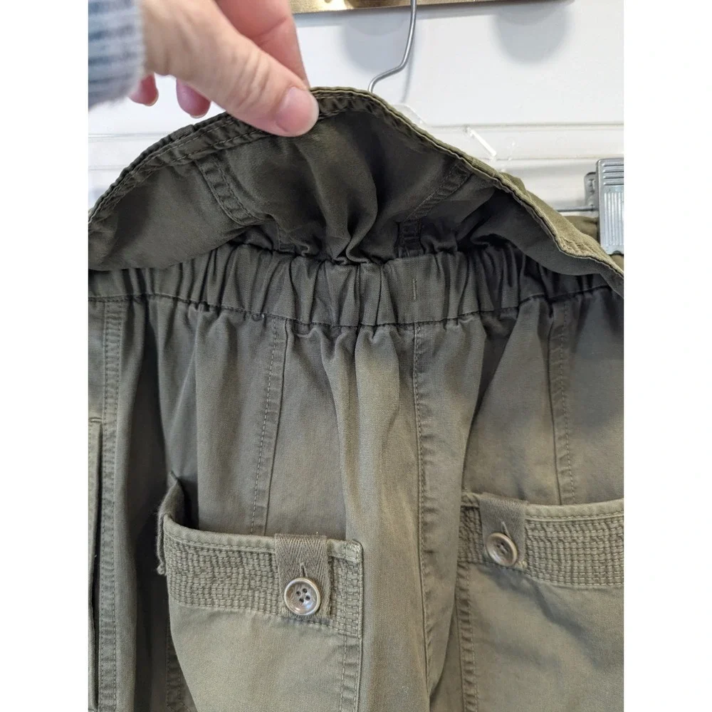 Ulla Johnson Olive Green Alden‎ Cargo Pants Elastic Waist Drawstring Cropped